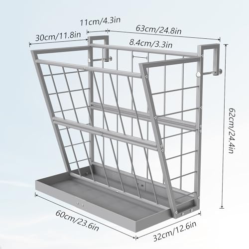 2-in-1 Wall Mount Hay Feeder, Silver Grain Rack for Goats/Horses/Sheep - color: Silver