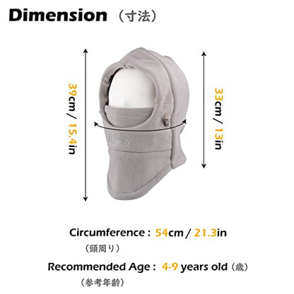 TRIWONDER Kids Winter Hats Balaclava Ski Mask for Boys Girls Toddlers Windproof Adjustable Cold Weather Face Mask Neck Warmer - color: Light Gray