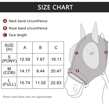 Stretchy Horse Fly Mask with Ears, Large Eye Space Violet Cob - color: Violet, size: Cob