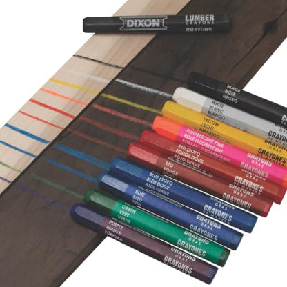 Dixon Industrial Lumber Marking Crayons, 4.5" x 1/2" Hex, Soft-Red, 12-Pack (52012) - color: Red