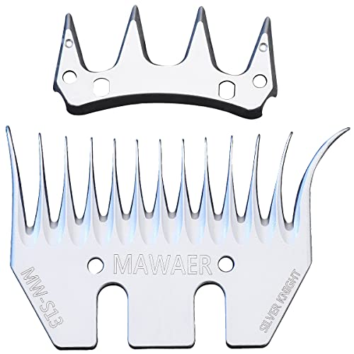 13 Curved Tooth Sheep Shear Clipper Replacement Blades for fit Oster, Lister, Heiniger Sheep Clippers, Detachable Animal Trimmer Shears for Grooming Goats Lambs Llamas Alpacas - color: Curved 13 Tooth Silver