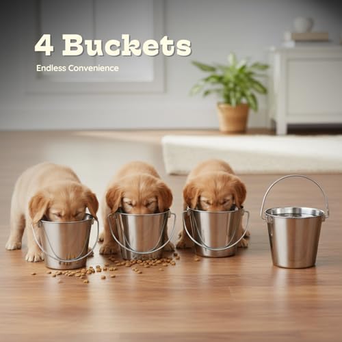 2Qt Stainless Steel Hanging Water Bucket for Dog Kennel 4-Pack - size: 2 Quart (Pack of 4)
