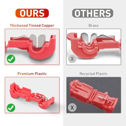 Nilight 120PCS/60 Pairs Red T-Tap Quick Splice Disconnect Wire Terminals - size: 120Pcs 22-16AWG
