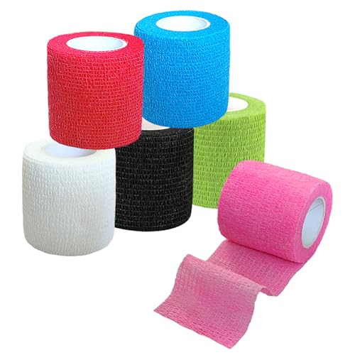 2 Inches Self Adhesive Bandage Wrap Bulk, 6 Pack, 6 Colors - color: 6 Colors