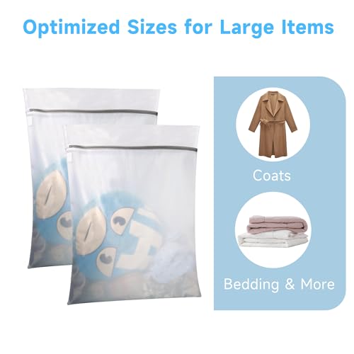 GOGOODA 2 Pack Extra Large Mesh Laundry Bags 24 x 31 in Fine Mesh Wash Bags - color: Fine Mesh White, size: 2 XXXL Large