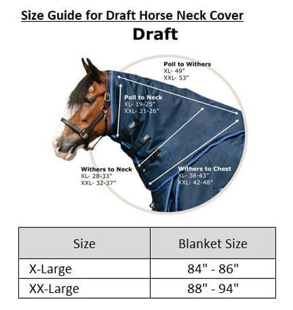 Challenger II V-Free Wither Relief Adjusta-Fit 220g Medium Weight Draft Turnout Blanket Neck Cover | Designed for Draft Horses | Waterproof