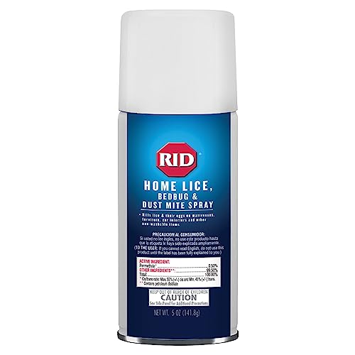 RID Home Lice, Bedbug, and Dustmite Treatment Spray for Bedding & Furniture | Home spray for non-washable items; targets lice, bedbugs and dust mites on mattresses, furniture and car seats; 5 ounce - style: Permethrin Spray