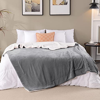 SOCHOW Sherpa Fleece Throw Blanket, Grey, 50x60 inches - color: Gray, size: 50"×60"