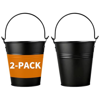 2 Pack Black Grease Bucket for Pellet Grill Smokers Heavy Duty Galvanized Steel Drip Catcher, Rust-Proof 5.6" Diameter, Easy Clean BBQ Accessory - color: Black 2pack