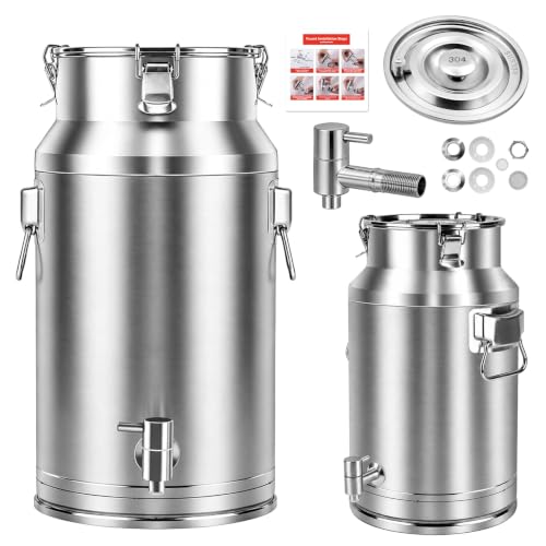304 Stainless Steel Water Dispenser with Faucet, Thickened Milk Can with Handle, Sealing Ring and Instruction Manual, 20L Stainless Steel Water Jug for Milk, Water, Tea, Juice and Beverage Storage - size: 20L Milk Can