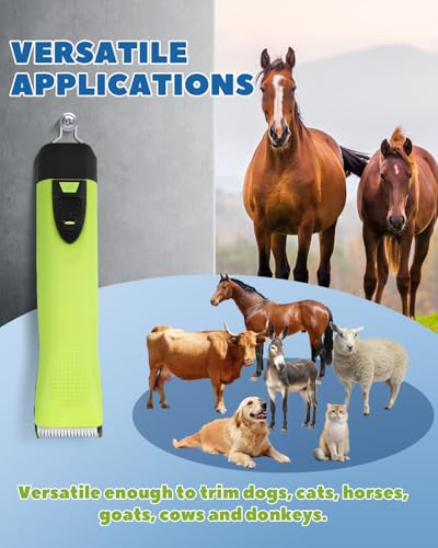 Cordless Horse Clippers, 2-Speed & Ultra-Quiet <50dB