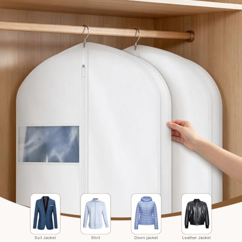 43 Inch Cotton Garment Bag for Hanging Clothes, 3 Pack Suit Bag - size: 3"W x 43"H-2pcs