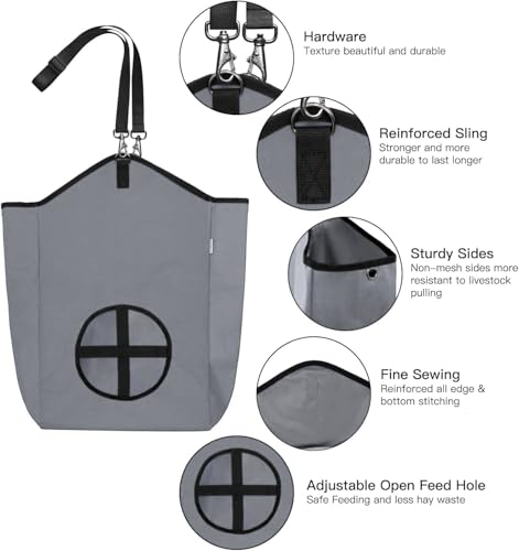 3 Packs Goat Hay Feeder, Hay Bags for Goats, Horses, Sheep - color: 1Black+2Grey