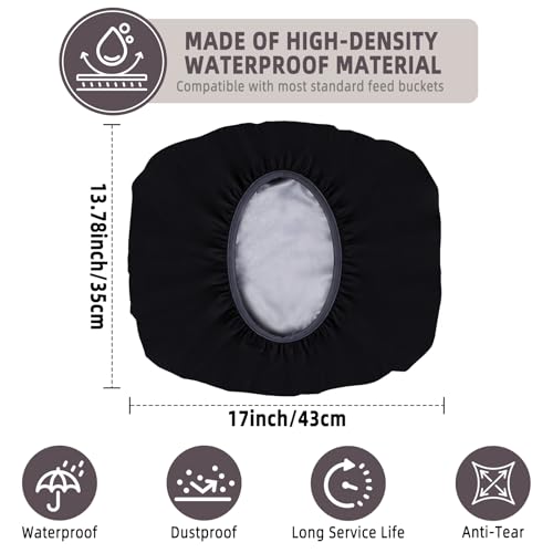 2-5 Gallon Horse Bucket Cover, Waterproof Horse Feed Bucket Cover, Lightweight and Easy to Use (Excluding Bucket, Black) - color: Black