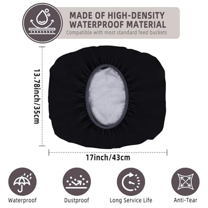2-5 Gallon Horse Bucket Cover, Waterproof Horse Feed Bucket Cover, Lightweight and Easy to Use (Excluding Bucket, Black) - color: Black