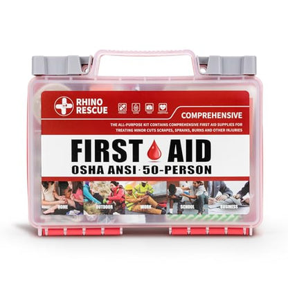 RHINO RESCUE 278pcs First Aid Kit, All-Purpose 50-Person - size: 266 Piece