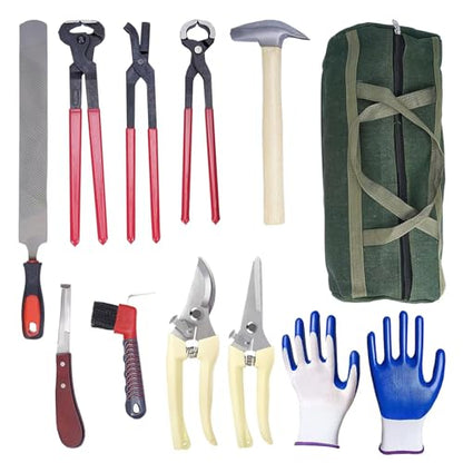 11pcs Farrier Tools Farrier kit Horse shoeing Tools Farrier Supplies Farrier Tools for Horses Cattle Sheep and Donkeys