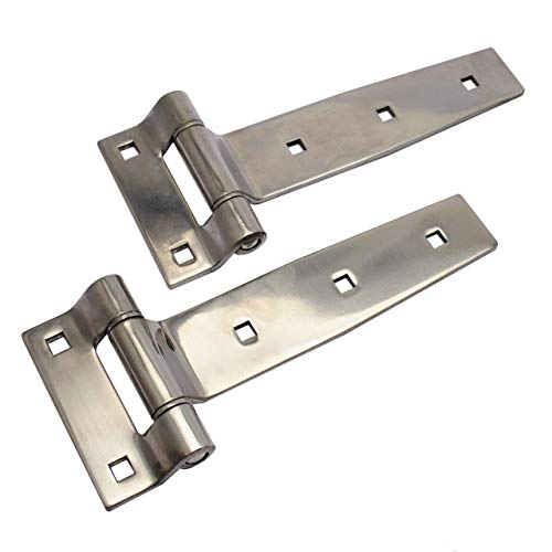 TCH Hardware 8-inch Stainless Steel Strap Tee Hinge, 2 Pack; Heavy-Duty | Garage, Barn Door, Gate, Shed, Cargo Box, Trailer and Truck Strap T-Hinge | (2 Pack, Silver) - color: Silver, size: 8 Inch