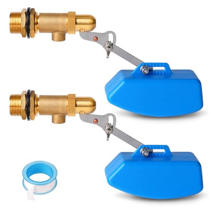 2 Pcs Brass Float Valve 3/4 Inch, Water Tank Float Valve Auto Fill - style: 3/4" Blue