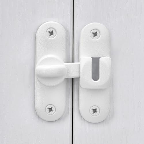 Matte White 90/180 Degree Barn Door Latches,Flip Gate Lock - color: Matte White