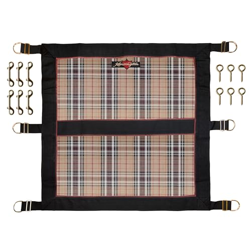Kensington Door Guard for Horses — Designed to Keep Horse Securely in Stall in Style — Adjustable Straps and Hardware Included - color: Deluxe Black Plaid