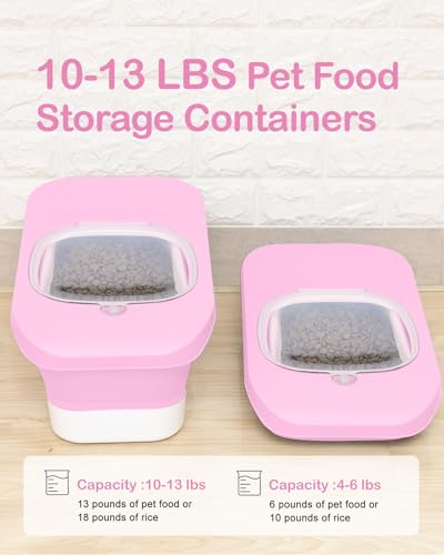 10-13 Lbs Airtight Dog Food Storage Container,Collapsible Pet Food Storage - color: Pink/10-13 Lbs
