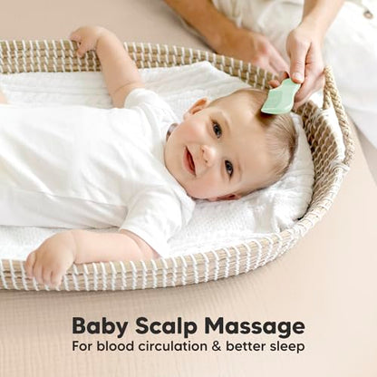 KeaBabies Baby Hair Brush and Comb Set and 3-Pack Baby Swaddle Sleep Sacks - Wooden Brush with Soft Goat Bristle, Newborn Swaddle Sack