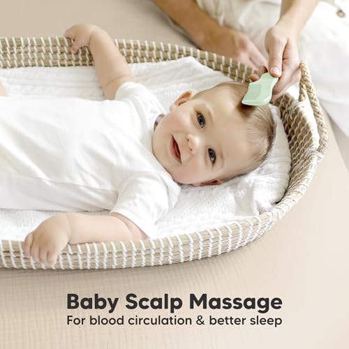 KeaBabies Wooden Baby Hair Brush Set for Newborns, Toddlers - Soft Goat Bristle Baby Brush and Comb Set Newborn Grooming Kit for Cradle Cap Care, Durable & Gentle, Boy, Girl Infant Essentials