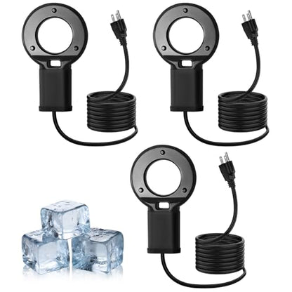 3PCS 500W Utility De-Icer Heater - Cast Aluminum Thermostatic Control for Bird Bath, Chicken Waterer & Stock 9.8FT Cord Chicken Water Heater - Safe for Livestock, Wildlife