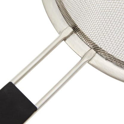 Restaurantware Fine Mesh Strainer 1 Count 15" x 7.8" x 3" with Silicone Handle Stainless Steel Extra Fine Mesh Strainer Heat-Resistant Handle Dishwasher-Safe for Rice, Quinoa, Pasta - size: Standard, Extra Fine Mesh-7 3/4"