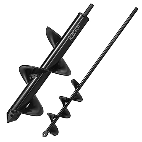 2Pcs Auger Drill Bit Planter, (3.7x11.8 and 1.9x14.5 in) Ruooson Spiral Auger for Planting Flower Bulb Auger, Rapid Planter Digger for 3/8" Hex Drive - size: 3.7x11.8 and 1.9x14.5 in