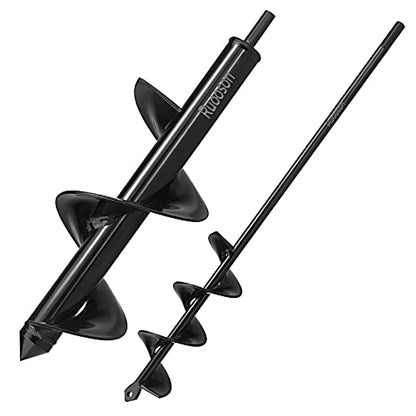 2Pcs Auger Drill Bit Planter, (3.7x11.8 and 1.9x14.5 in) Ruooson Spiral Auger for Planting Flower Bulb Auger, Rapid Planter Digger for 3/8" Hex Drive - size: 3.7x11.8 and 1.9x14.5 in