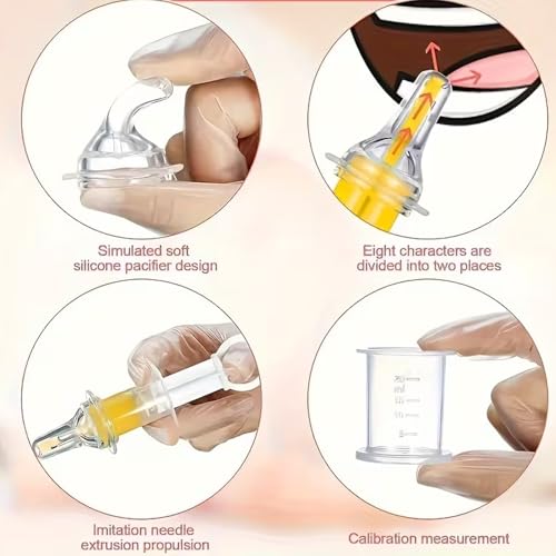 Transparent Silicone Baby Feeder with Nipple and Syringe - BPA-Free, Perfect for Milk, Juice, and Medicine，a Must-Have for New Mothers.