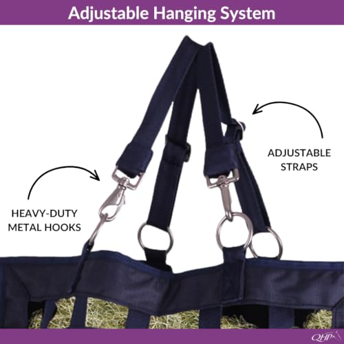 QHP Slow Feeder Hay Bag for Horses - color: Navy