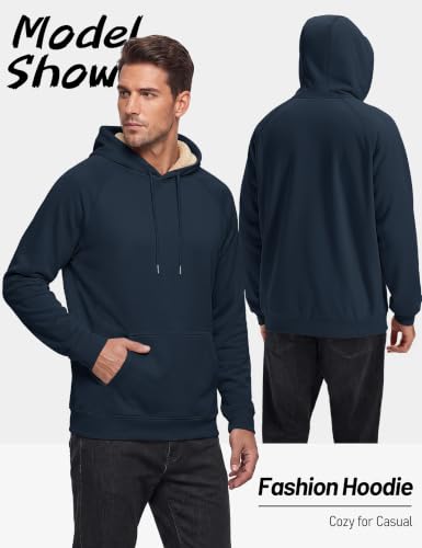 TACVASEN Men's Sherpa Hoodies Midweight Fleece Winter Thermal Sweatshirts - color: 03 Navy, size: Medium
