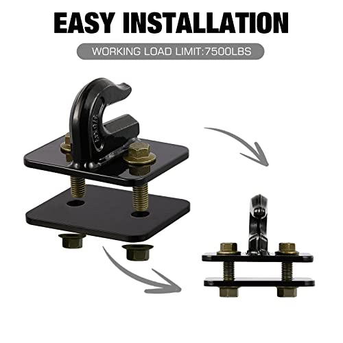 3/8" Tractor Bucket Hook Grade 70 Forged Steel Bolt On Grab Tow Mount with Backer Plate Flatbed Trailer Wrecker Tow Tie Down Forged Steel Maximum Break Strength 15,000 lbs - color: 3pcsBlack