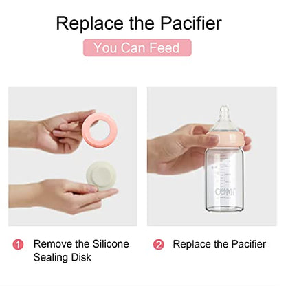 COMI Wide Neck Glass Breastmilk Collection n Storage Bottle, 4 Packs, 6oz with Screw Ring Sealing Disk; Re-markable Sealing Disc. BPA Free, Fits Breast Pumps & Nipples (4 Pink Lids) - style: 180ml 4PINK