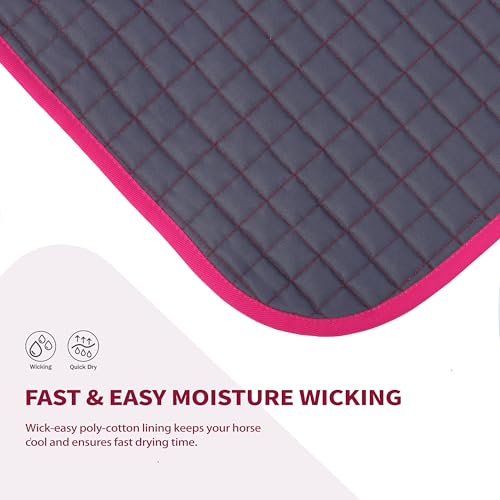 Tackmore All-Purpose Square Quilted Western Saddle Pad, Horse Saddle Pad - color: Magenta
