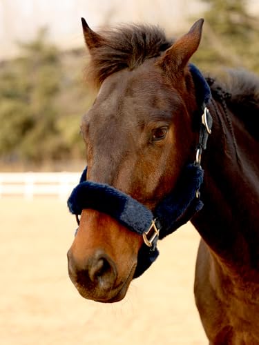 Harrison Howard Fleece Halter Covers for Horses, Set of 9, Prevent Hair Loss Pressure Marks, Padded Horse Halter Fleece Set Trypan Blue - color: Trypan Blue