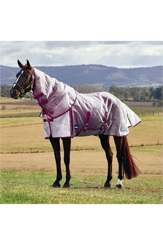 WeatherBeeta ComFiTec Ripshield Fly Sheet Detach-A-Neck, White/Burgundy, 75" - color: White/Burgundy, size: 75"