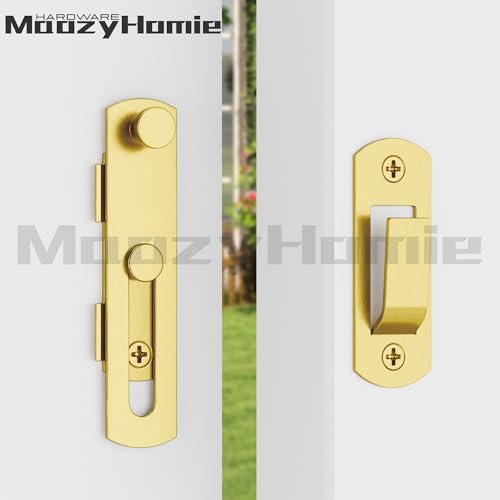 4 Inch Flip Latch Gate Latches, 180 Degree Flip Barn Door Lock Latch, Heavy Duty SUS304 Stainless Steel Flip Sliding Latch, Bolt Buckle Lock for Barn Wood Fence Sliding Doors, Gold, 2 Pack - color: Gold