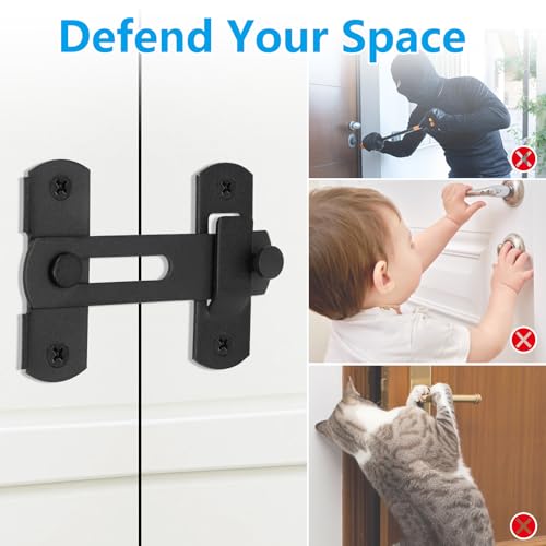 2 Pack Premium Barn Door Lock, 4-Inch Sliding Door Latch, Black - color: Black