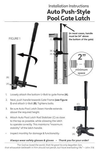 Pool GATE Latch: Chain Link Child Safety Pool Latch (1-3/8" x 1-5/8") - Push Style Pool Gate Latch for 1-3/8" Gate Frames & 1-5/8" Gate Posts - 1 Latch - size: 1-3/8" gate frame x 1-5/8" gate post