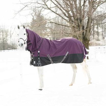 Equinavia Thunder 360 Detachable Neck Light Weight Turnout Blanket 100g - Plum Wine - 75 in - color: Plum Wine, size: 75 in