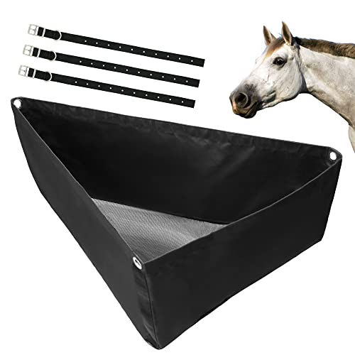 Corner Hay Feeder Bag with Mesh Bottom & Snaps for Horse Trailer