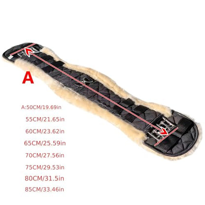 FauxFur Sheepskin Dressage Girth with Stainless Steel Buckles, Quilted Black, 19.69-33.46 inches - size: 65CM