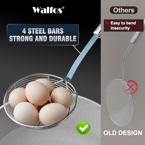 Walfos Spider Strainer - 5.5 Inch Stainless Steel Fryer Scoop, Kitchen Spider Skimmer Strainer With Handle, For Cooking Deep Fryer, Pasta, Spaghetti, Noodle, Vegetables, Egg - style: 1 Pcs Spider Strainer