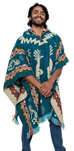 Alpaca Land, Handmade Ecuadorean Alpaca Wool Ponchos - color: Blue Pomasqui