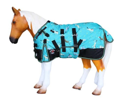 CHALLENGER 1200D Miniature Weanling Donkey Pony Horse Foal Winter Blanket - color: Turquoise Pony, size: 44 inches