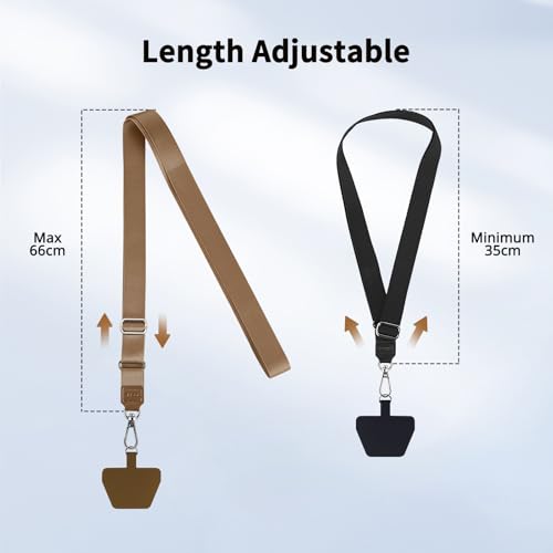 CACOE Phone Lanyard, Black+Brown,2 Pcs - color: Black+brown, size: 21.65"